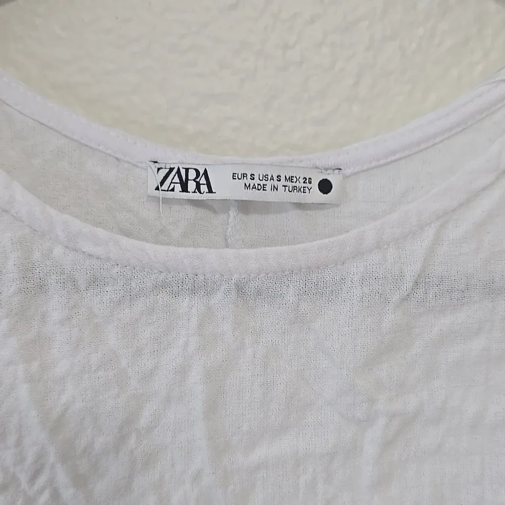 Zara White Puff Sleeve Top S